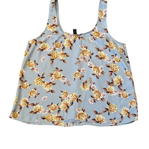 Daytrip Floral Blue Flowy Tank Top Large - Picture 3 of 5